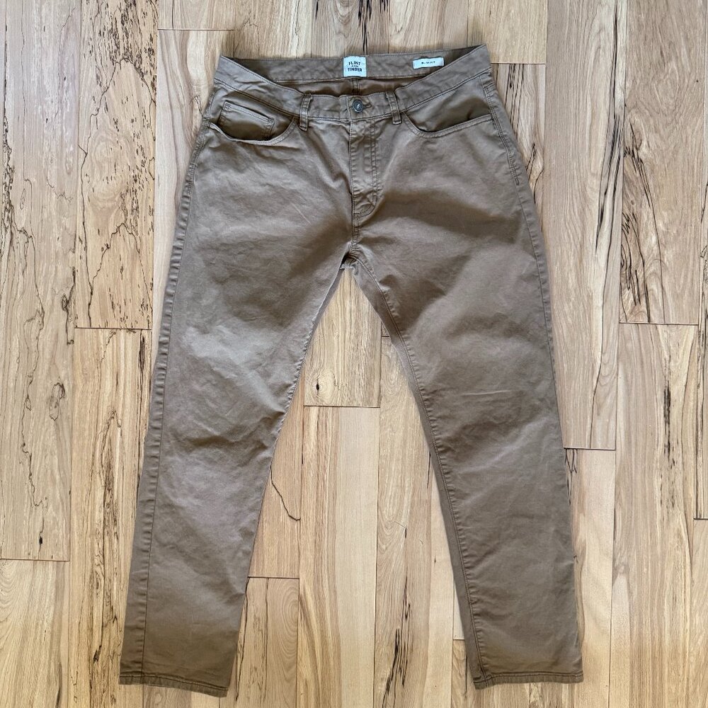 Flint and Tinder 365 Pant Slim Fit 34x30, Khaki, Soft & Sustainable